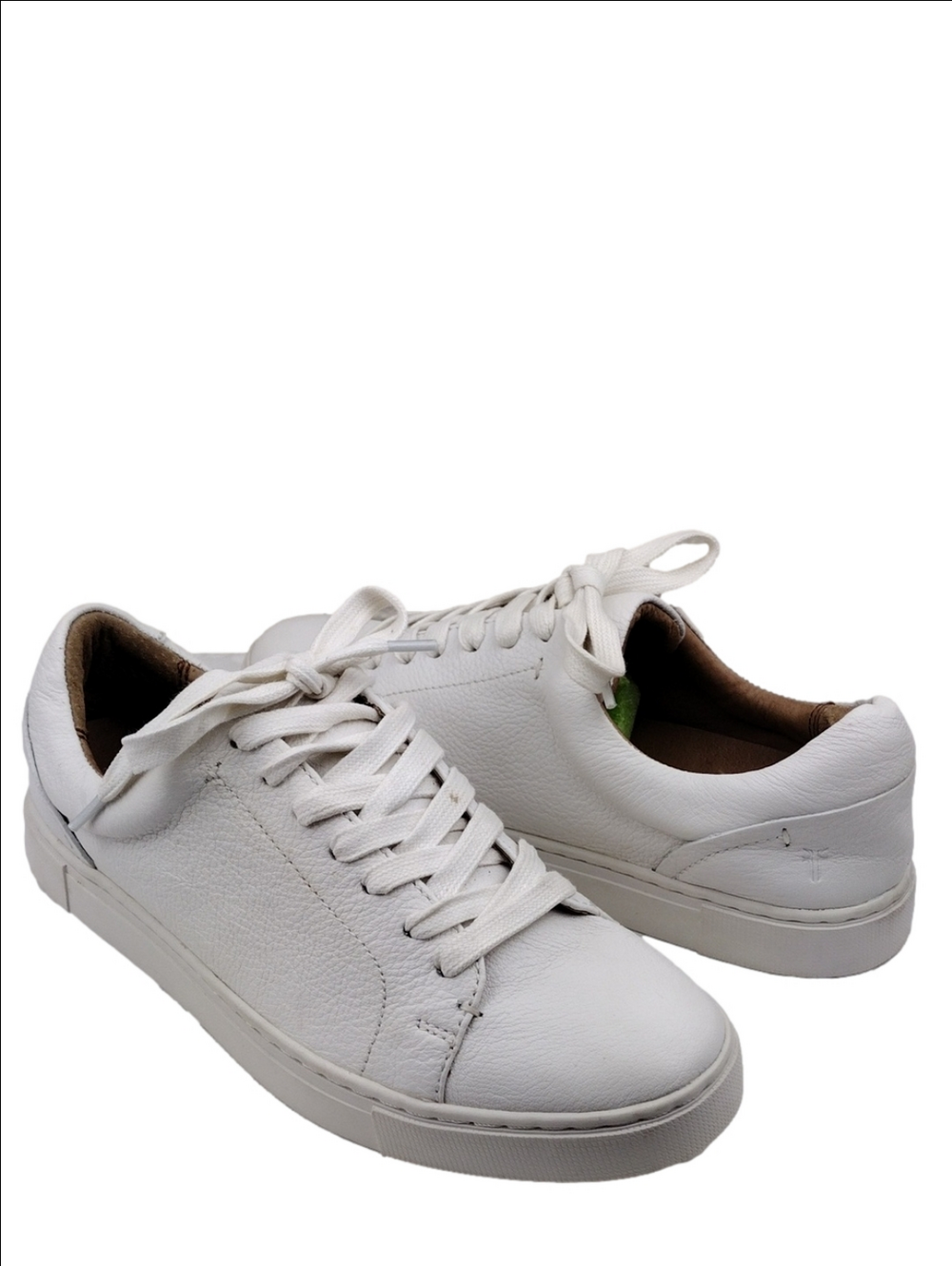 Frye Ivy Tumbled White Leather Round Toe Low Top Lace Up Rubber Sole Sneaker